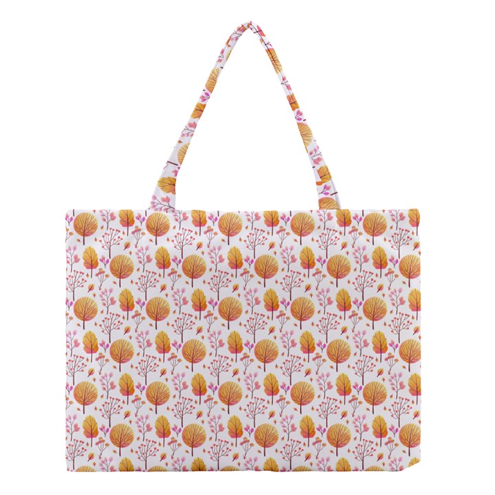 Orange Pink Tree Pattern Medium Tote Bag