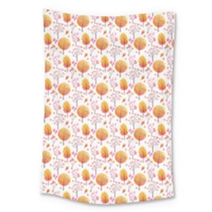 Orange Pink Tree Pattern Large Tapestry by designsbymallika