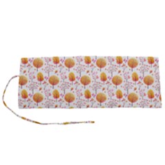 Orange Pink Tree Pattern Roll Up Canvas Pencil Holder (s) by designsbymallika