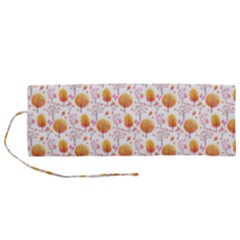 Orange Pink Tree Pattern Roll Up Canvas Pencil Holder (m) by designsbymallika