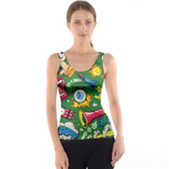 Cartoon Pattern Tank Top by designsbymallika