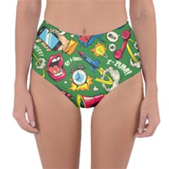 Cartoon Pattern Reversible High-waist Bikini Bottoms by designsbymallika