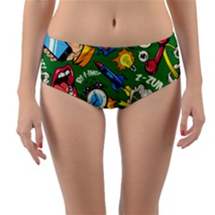 Cartoon Pattern Reversible Mid-waist Bikini Bottoms by designsbymallika