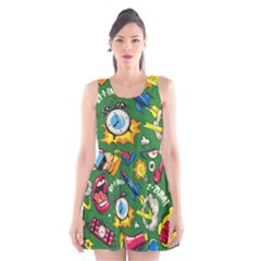 Cartoon Pattern Scoop Neck Skater Dress by designsbymallika