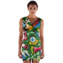 Cartoon Pattern Wrap Front Bodycon Dress View1