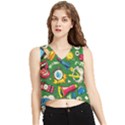 Cartoon Pattern V-Neck Cropped Tank Top View1