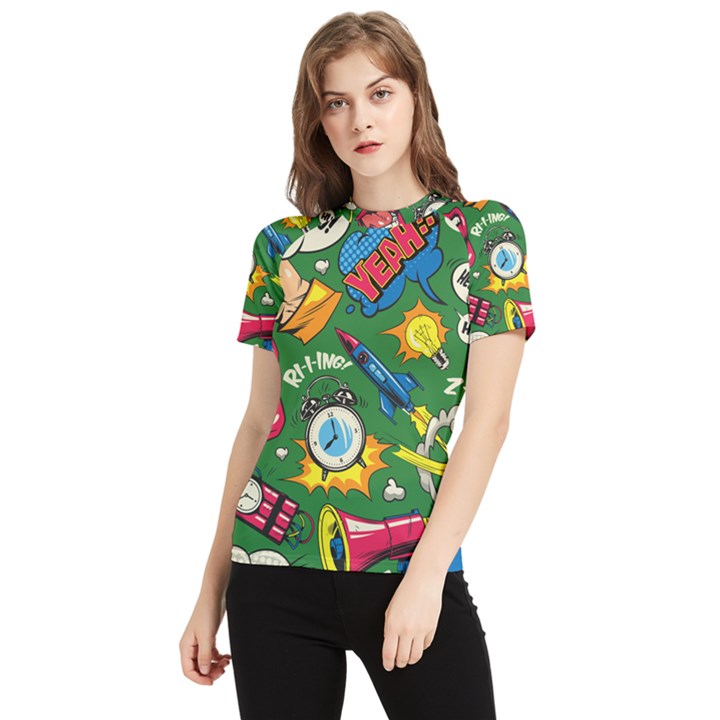 Cartoon Pattern Women s Short Sleeve Rash Guard