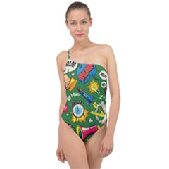 Cartoon Pattern Classic One Shoulder Swimsuit by designsbymallika