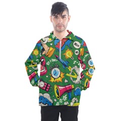 Cartoon Pattern Men s Half Zip Pullover by designsbymallika