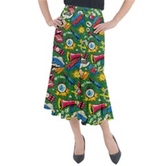 Cartoon Pattern Midi Mermaid Skirt by designsbymallika