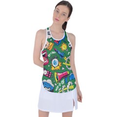 Cartoon Pattern Racer Back Mesh Tank Top by designsbymallika