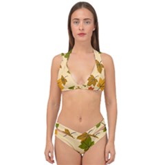 Autumn Leaves Double Strap Halter Bikini Set