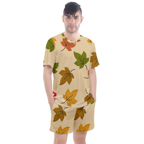 Autumn Leaves Men s Mesh Tee And Shorts Set by DithersDesigns