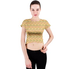 Autumn Leaves Tile Crew Neck Crop Top by DithersDesigns