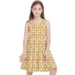 Autumn Leaves Tile Kids  Skater Dress by DithersDesigns