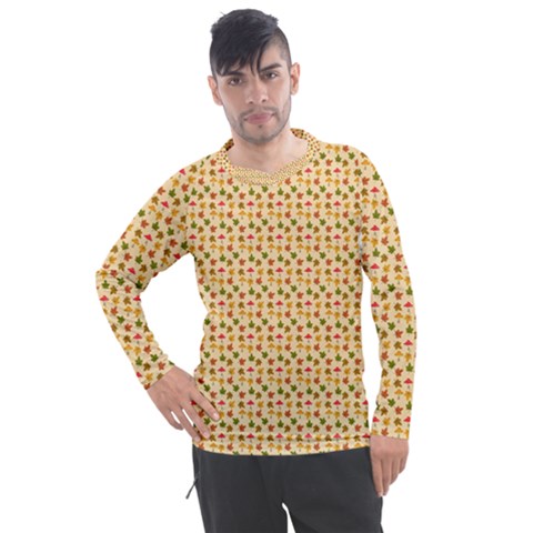 Autumn Leaves Tile Men s Pique Long Sleeve Tee by DithersDesigns