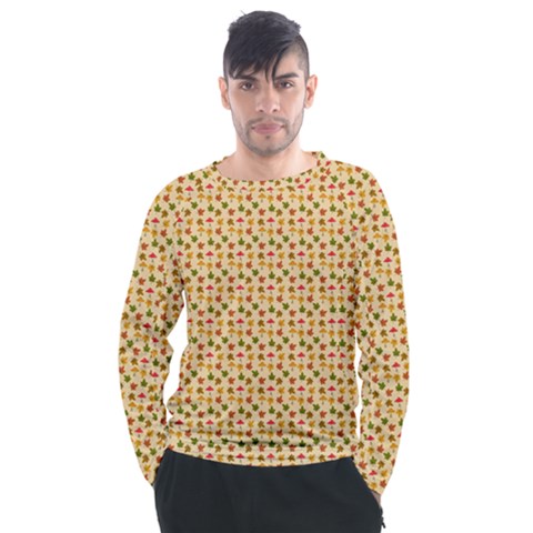 Autumn Leaves Tile Men s Long Sleeve Raglan Tee by DithersDesigns