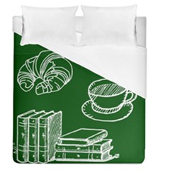 Books And Baked Goods Pattern Duvet Cover (queen Size) by DithersDesigns