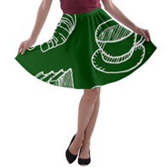 Books And Baked Goods Pattern A-line Skater Skirt by DithersDesigns