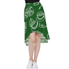 Books And Baked Goods Pattern Frill Hi Low Chiffon Skirt