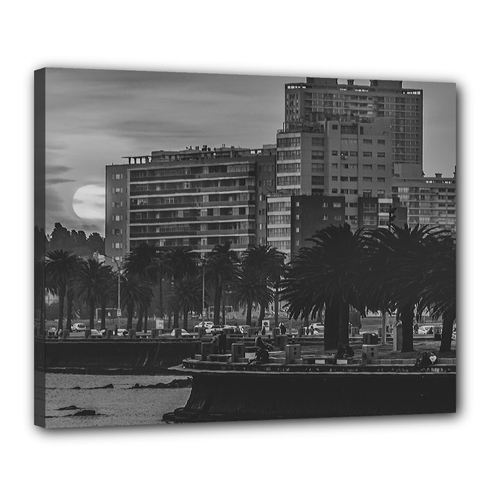 Sunset Coastal Urban Scene, Montevideo, Uruguay Canvas 20  x 16  (Stretched)