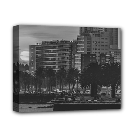 Sunset Coastal Urban Scene, Montevideo, Uruguay Deluxe Canvas 14  X 11  (stretched) by dflcprintsclothing