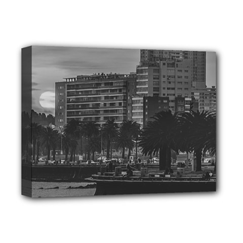 Sunset Coastal Urban Scene, Montevideo, Uruguay Deluxe Canvas 16  X 12  (stretched)  by dflcprintsclothing