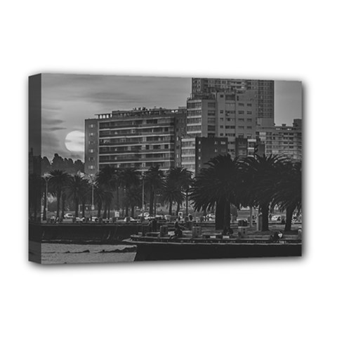 Sunset Coastal Urban Scene, Montevideo, Uruguay Deluxe Canvas 18  X 12  (stretched) by dflcprintsclothing