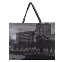 Sunset Coastal Urban Scene, Montevideo, Uruguay Zipper Large Tote Bag by dflcprintsclothing