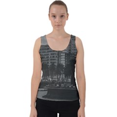 Sunset Coastal Urban Scene, Montevideo, Uruguay Velvet Tank Top by dflcprintsclothing