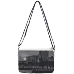 Sunset Coastal Urban Scene, Montevideo, Uruguay Double Gusset Crossbody Bag by dflcprintsclothing