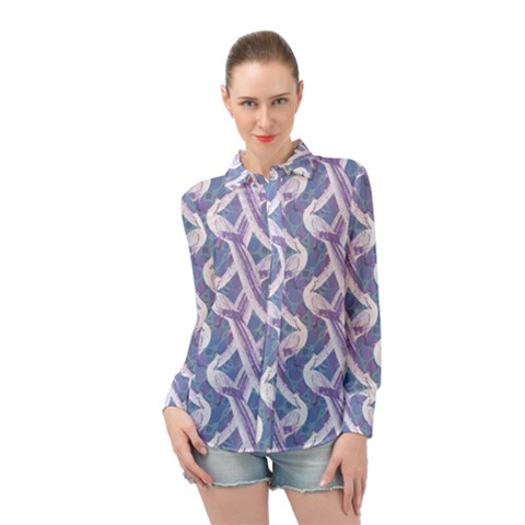 White Peacocks Long Sleeve Chiffon Shirt by marynarts