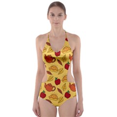 Apple Pie Pattern Cut-out One Piece Swimsuit by designsbymallika