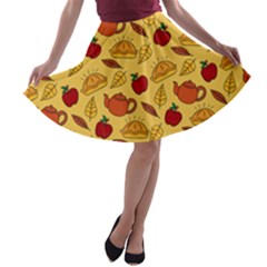 Apple Pie Pattern A-line Skater Skirt by designsbymallika