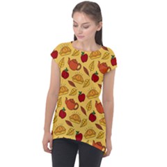 Apple Pie Pattern Cap Sleeve High Low Top by designsbymallika