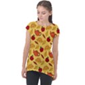 Apple Pie Pattern Cap Sleeve High Low Top View1