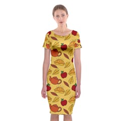 Apple Pie Pattern Classic Short Sleeve Midi Dress by designsbymallika