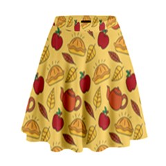 Apple Pie Pattern High Waist Skirt by designsbymallika