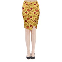 Apple Pie Pattern Midi Wrap Pencil Skirt by designsbymallika