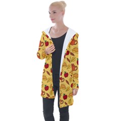 Apple Pie Pattern Longline Hooded Cardigan by designsbymallika