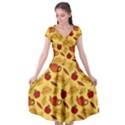 Apple Pie Pattern Cap Sleeve Wrap Front Dress View1