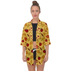 Apple Pie Pattern Open Front Chiffon Kimono by designsbymallika