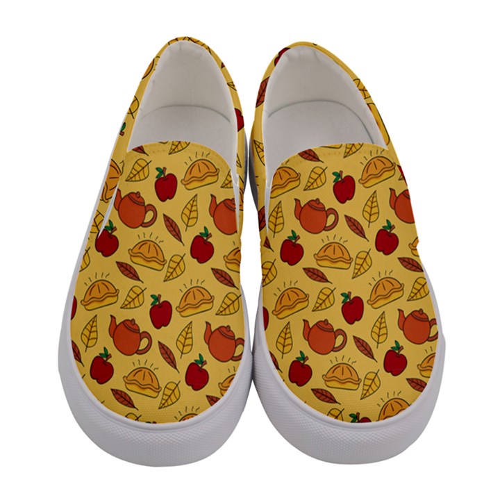 Apple Pie Pattern Women s Canvas Slip Ons