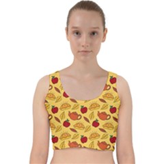 Apple Pie Pattern Velvet Racer Back Crop Top by designsbymallika