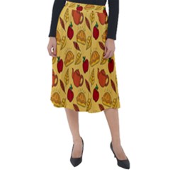 Apple Pie Pattern Classic Velour Midi Skirt  by designsbymallika