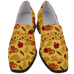 Apple Pie Pattern Women s Chunky Heel Loafers by designsbymallika