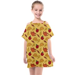 Apple Pie Pattern Kids  One Piece Chiffon Dress by designsbymallika