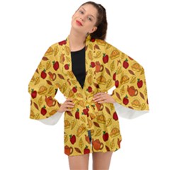 Apple Pie Pattern Long Sleeve Kimono by designsbymallika