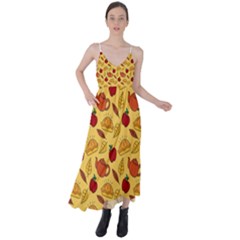 Apple Pie Pattern Tie Back Maxi Dress by designsbymallika