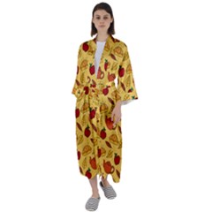 Apple Pie Pattern Maxi Satin Kimono by designsbymallika